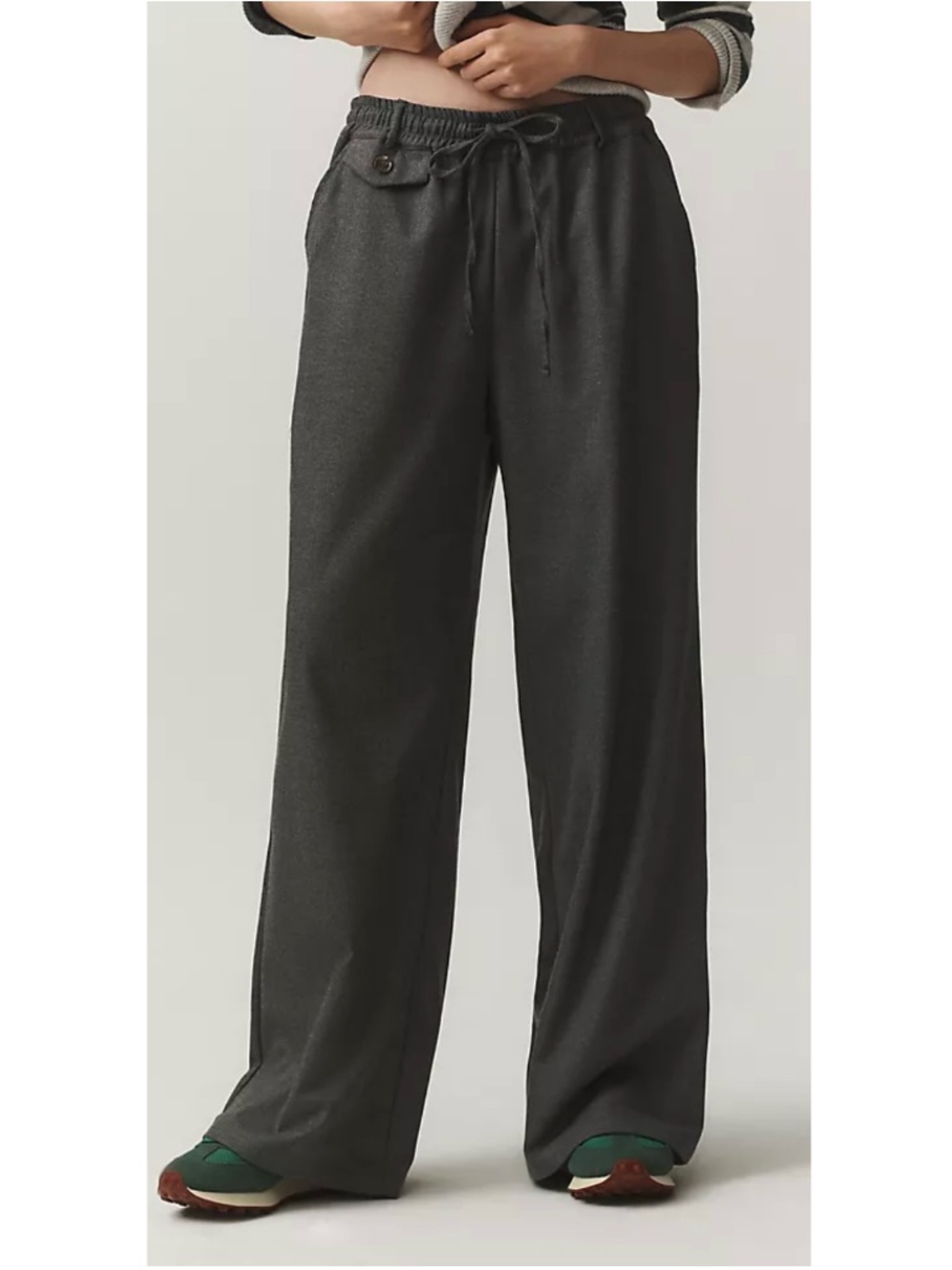 Anthropologie Maeve Pull-On High Rise Relaxed Wide Leg Pant Preppy Grey Small